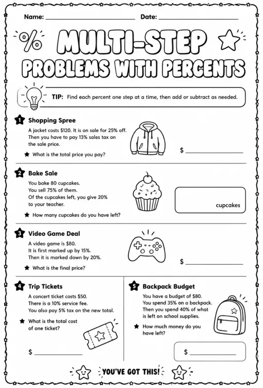 Multi-step problems with percents