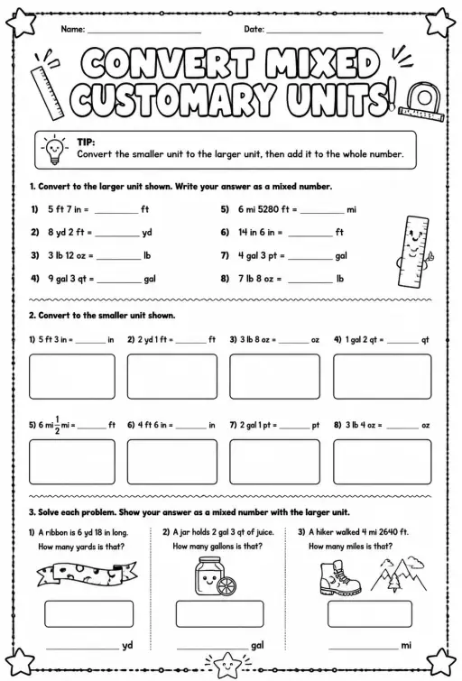 Convert mixed customary units
