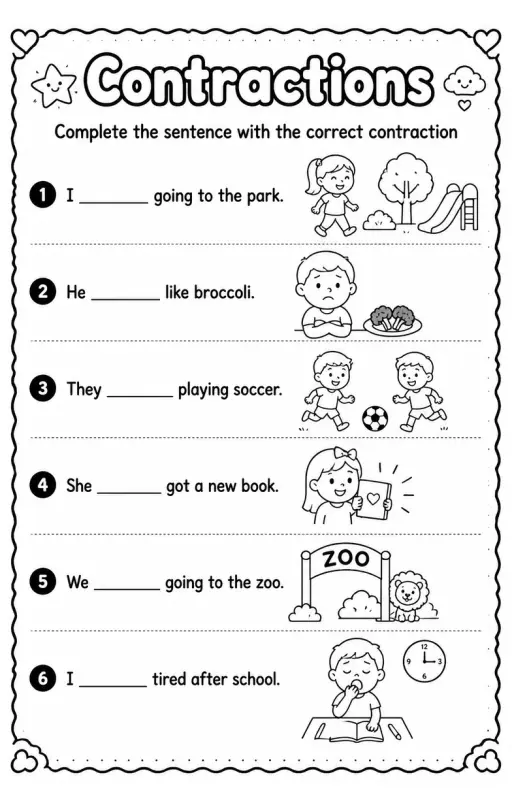 Complete the sentence with the correct contraction