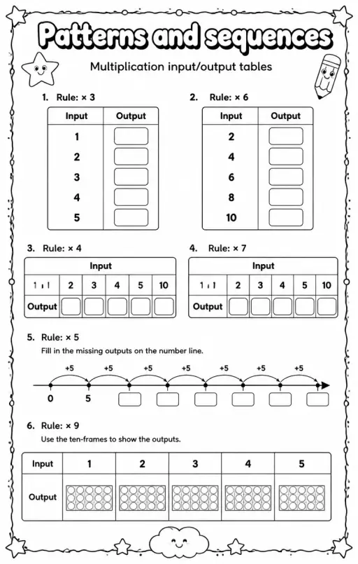 Multiplication input/output tables