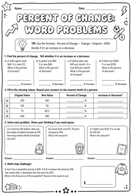 Percent of change: word problems