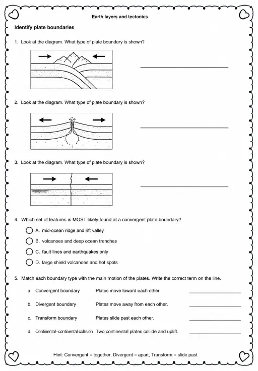 Identify plate boundaries