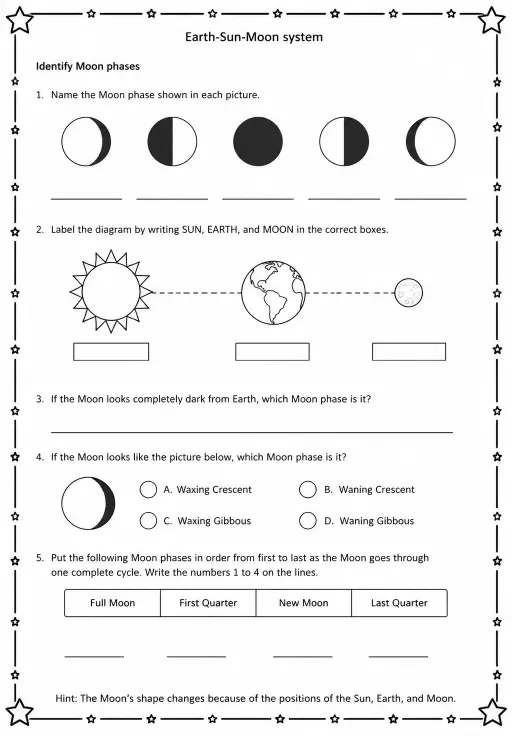 Identify Moon phases