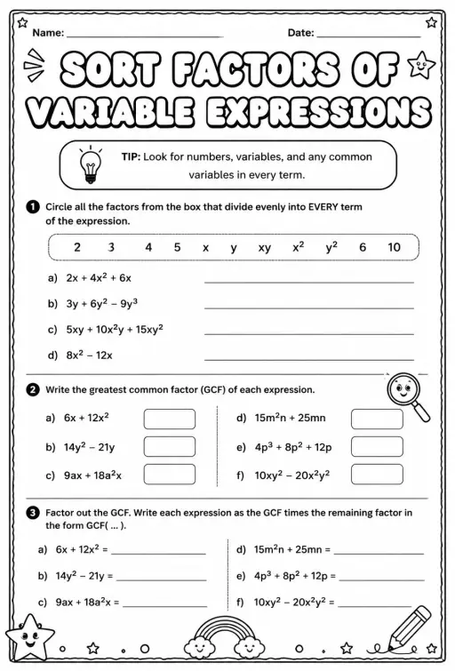 Sort factors of variable expressions