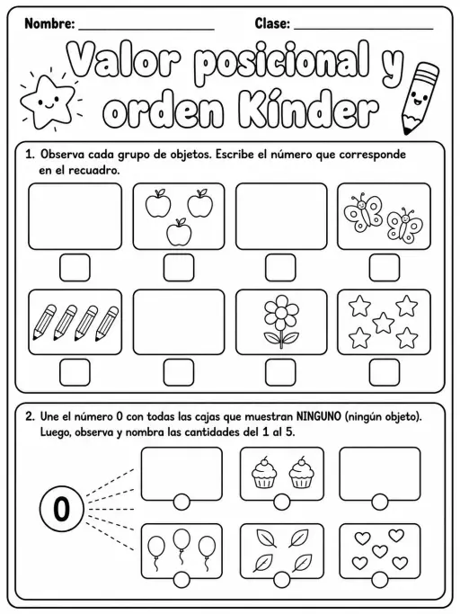 Kindergarten - valor posicional - Paquete de fichas