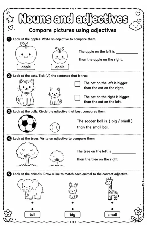 Compare pictures using adjectives