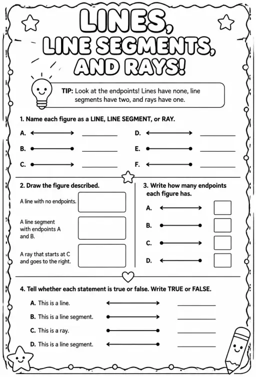 Lines, line segments, and rays