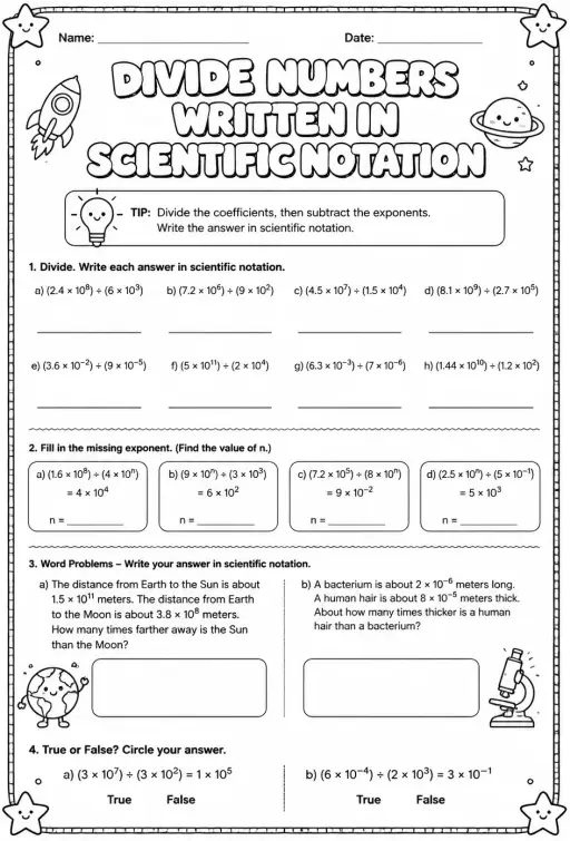 Divide numbers written in scientific notation