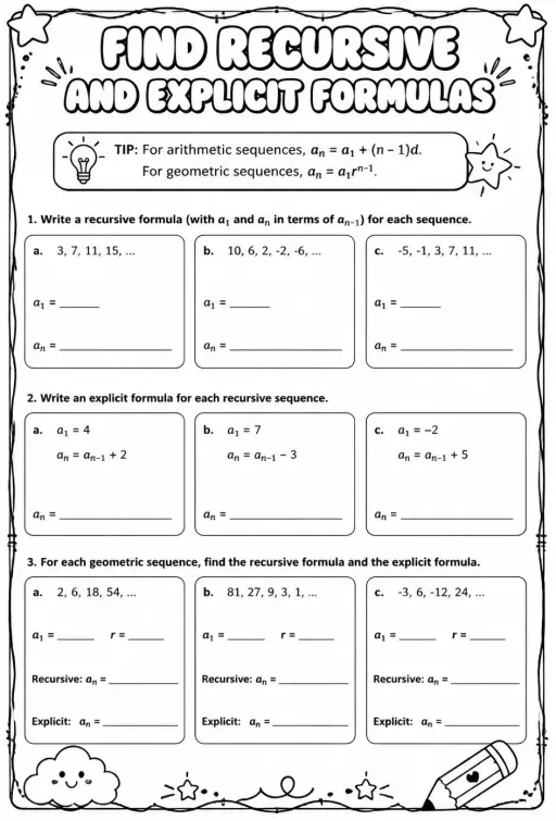 Find recursive and explicit formulas