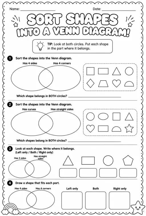 Sort shapes into a Venn diagram
