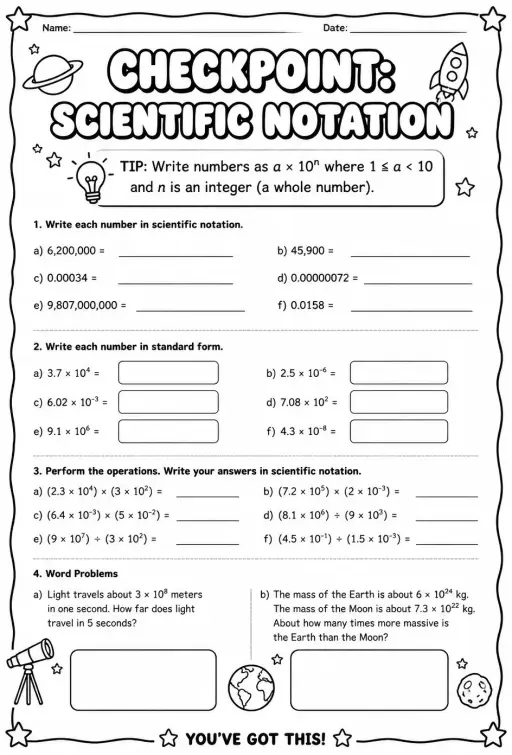 Checkpoint: Scientific notation