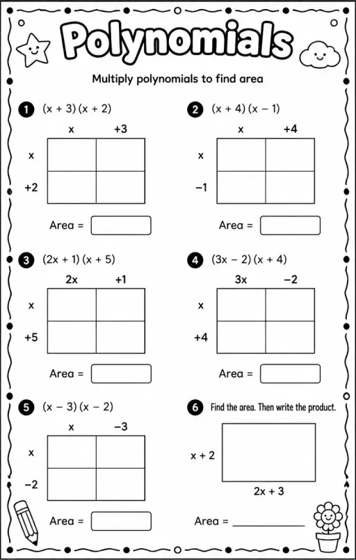 Multiply polynomials to find area