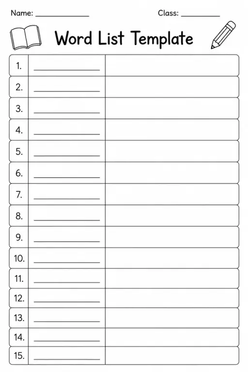 Word List Template