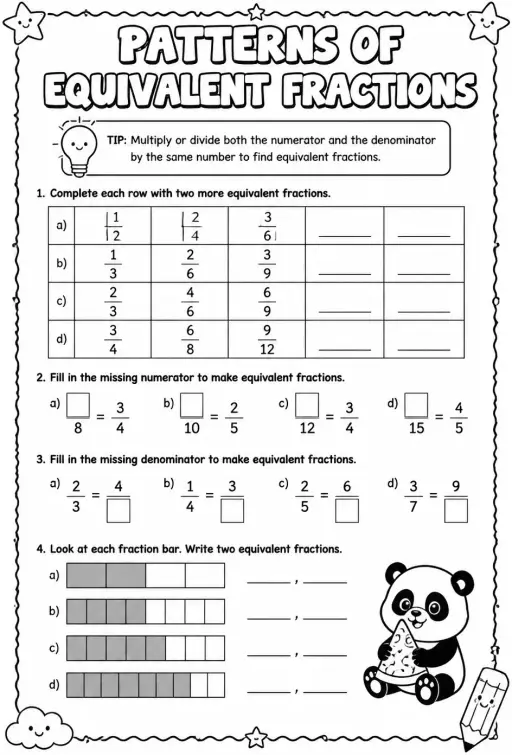 Patterns of equivalent fractions