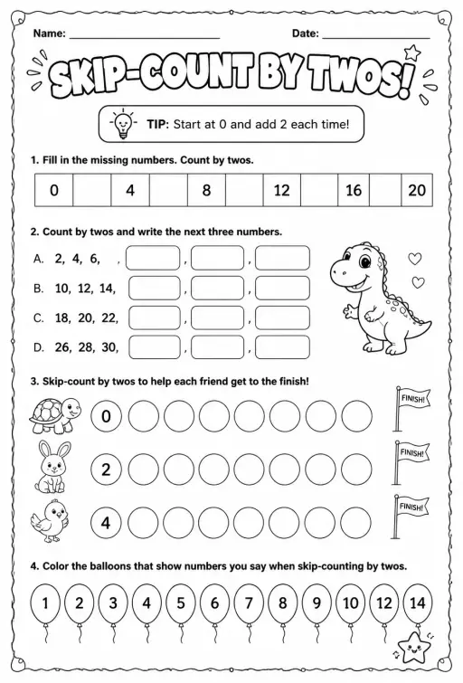 Skip-count by twos