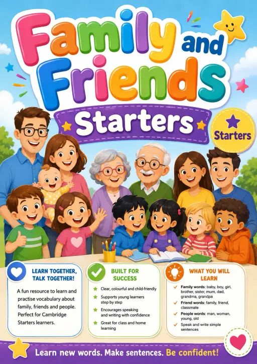 Family and Friends Starters Vocabulary Worksheet Pack
