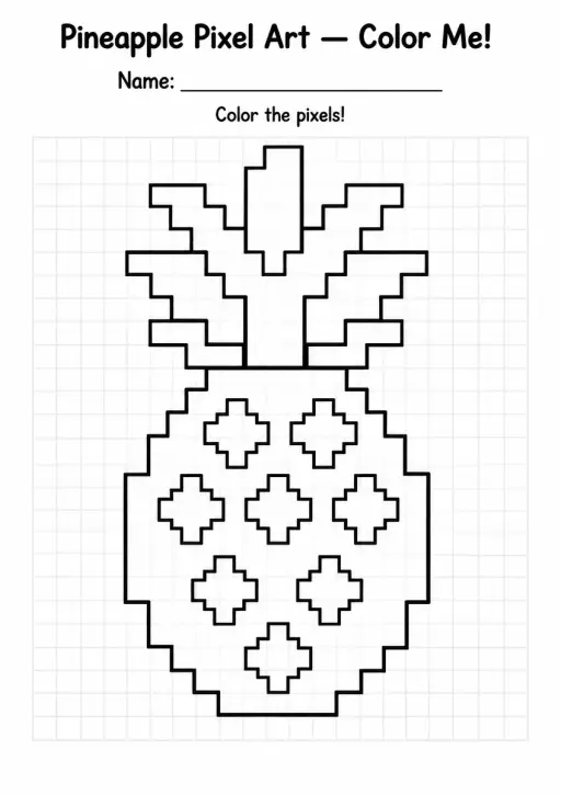 Pineapple Pixel Art Coloring Page