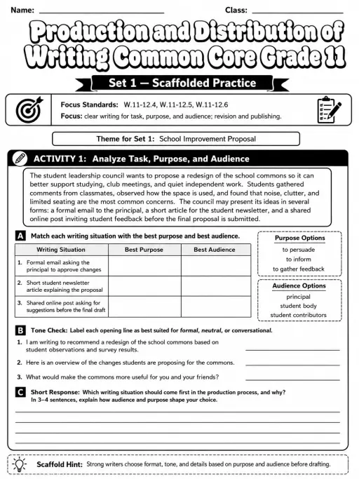 Production and Distribution of Writing Common Core Grade 11