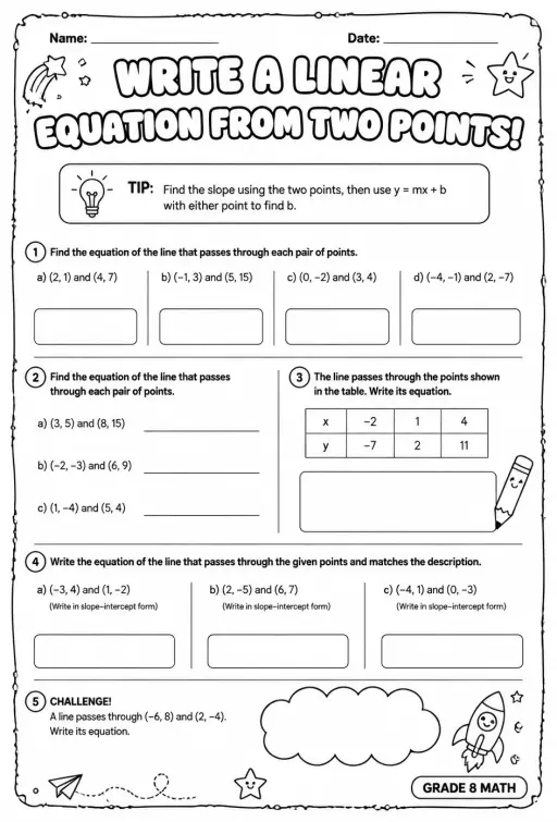 Write a linear equation from two points