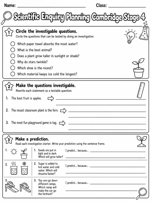 Scientific Enquiry Planning Cambridge Stage 4