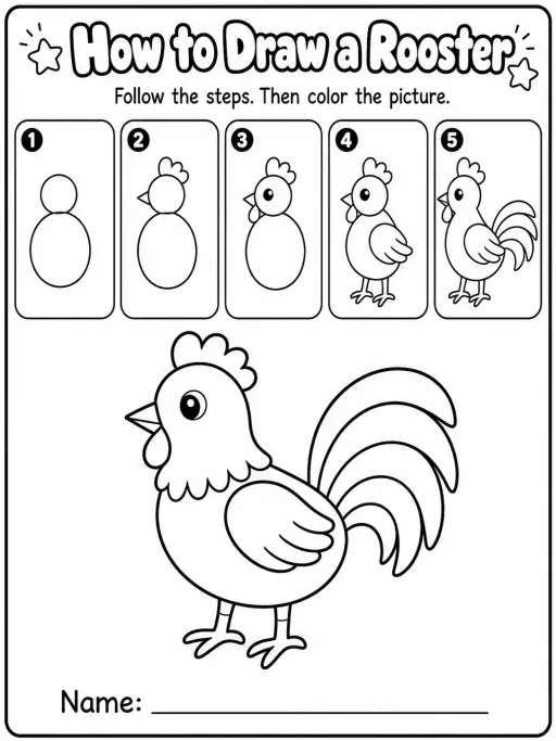 How to Draw a Rooster