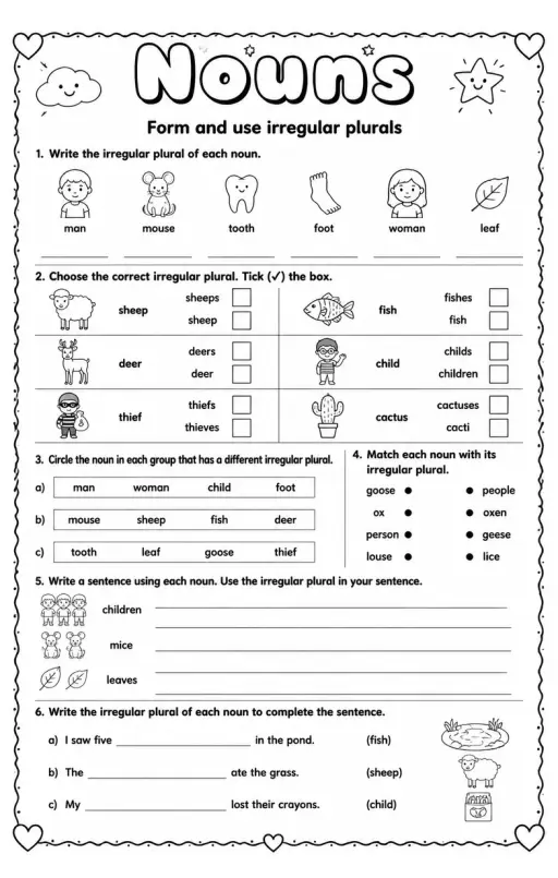 Form and use irregular plurals