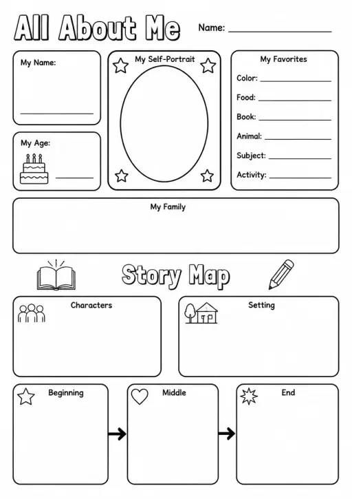 All About Me Graphic Organizer — Grade 2