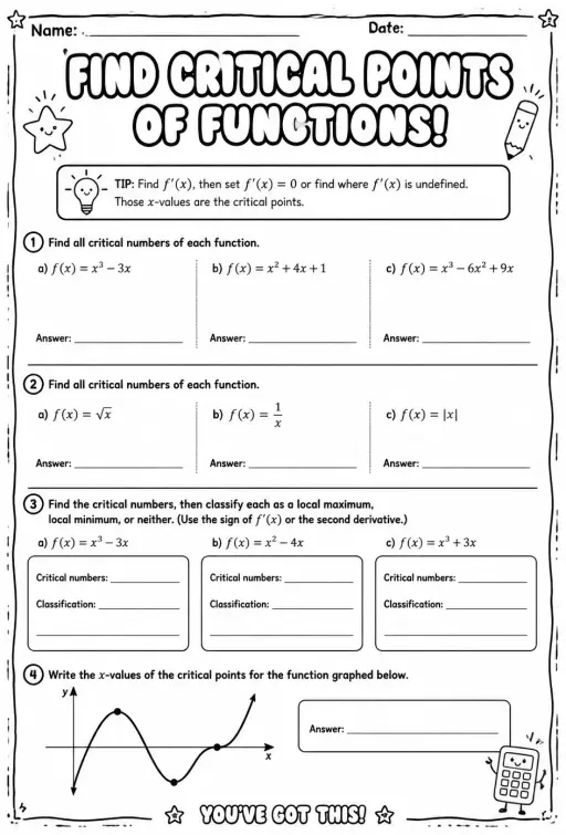 Find critical points of functions