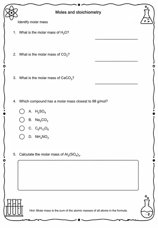 Identify molar mass