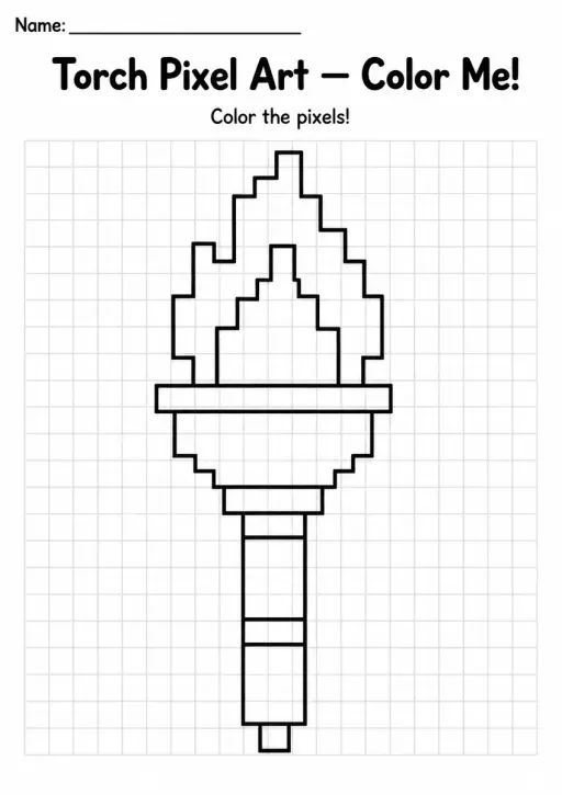 Torch Pixel Art Coloring Page