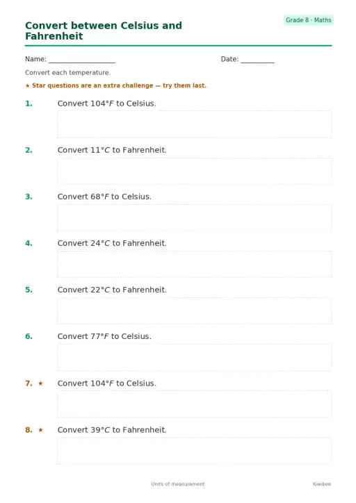 Convert between Celsius and Fahrenheit