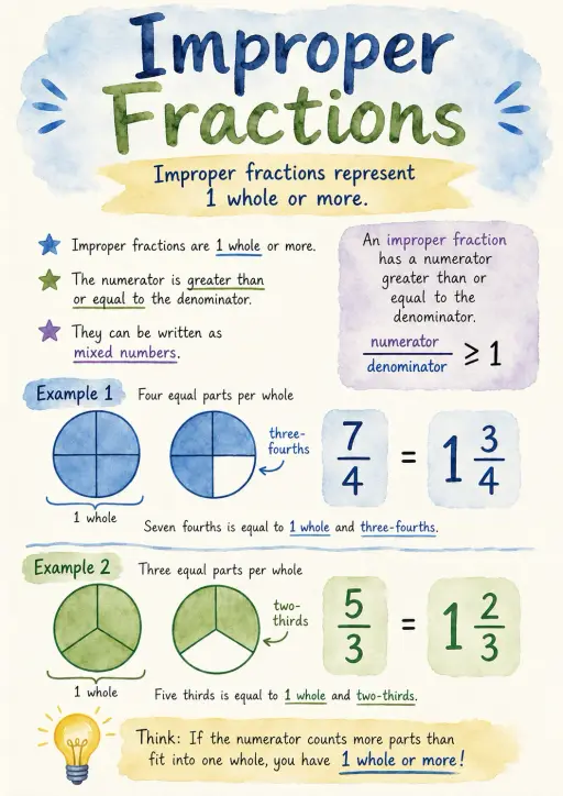 Improper Fractions Infographic
