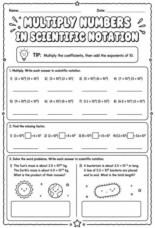 Multiply numbers written in scientific notation