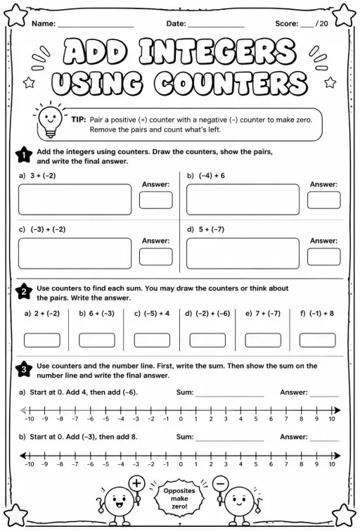 Add integers using counters