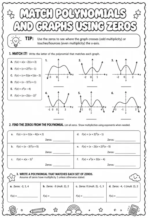 Match polynomials and graphs using zeros