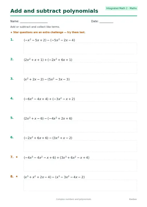 Add and subtract polynomials