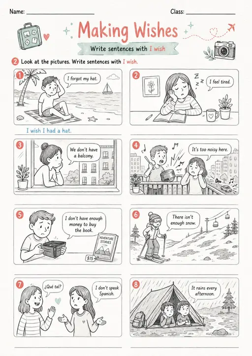 Wish: Making Wishes 2 | Grades 5-6 Grammar Worksheet