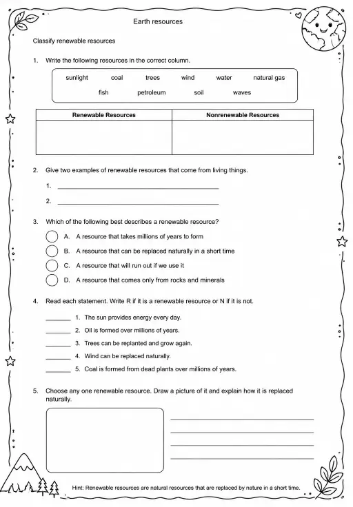 Classify renewable resources