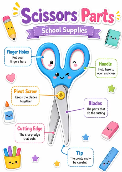 Scissors parts School Supplies Infographic