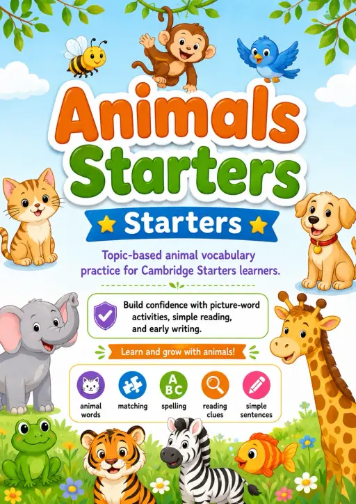 Animals Starters Vocabulary Worksheet Pack