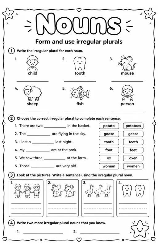 Form and use irregular plurals