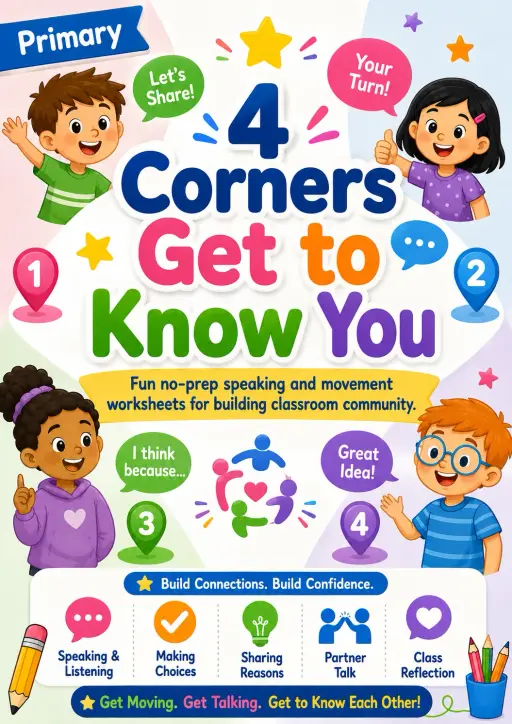 4 Corners Get to Know You Worksheet Pack