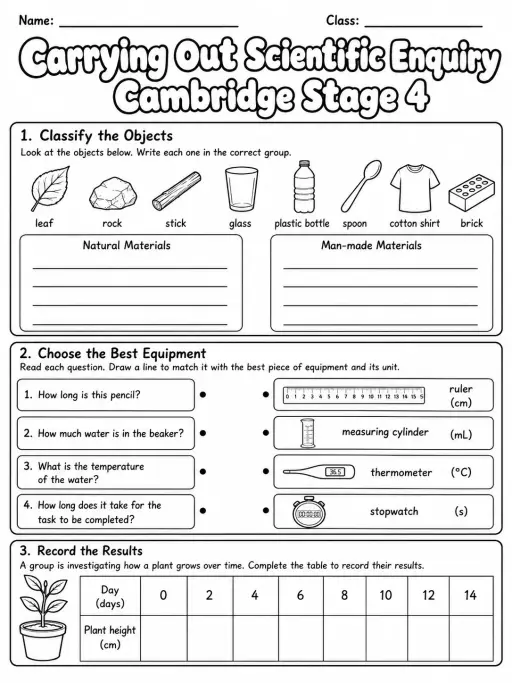 Carrying Out Scientific Enquiry Cambridge Stage 4