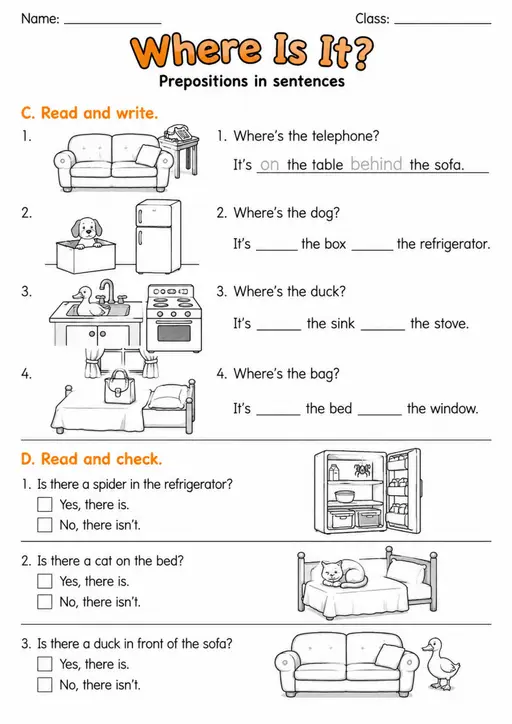 Where Is It? | Grades 2-3 Grammar Worksheet