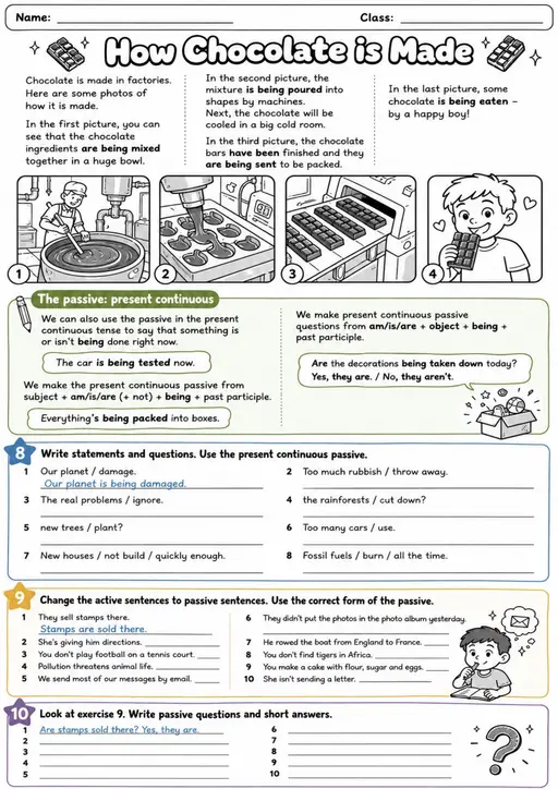 How Chocolate Is Made: Passive Voice 6 | Grades 5-6 Grammar Worksheet