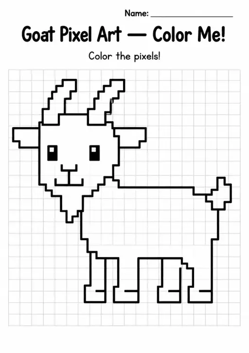 Goat Pixel Art Coloring Page