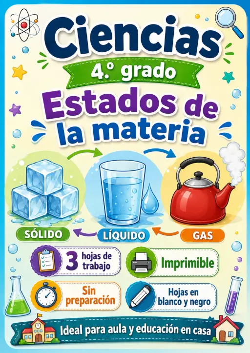 4.º grado - Estados de la materia - Paquete de ciencias en español