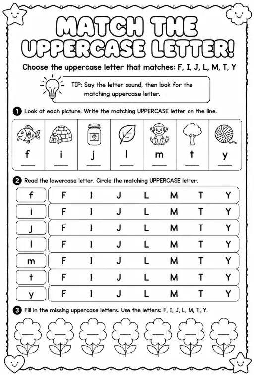 Choose the uppercase letter that matches: F, I, J, L, M, T, Y