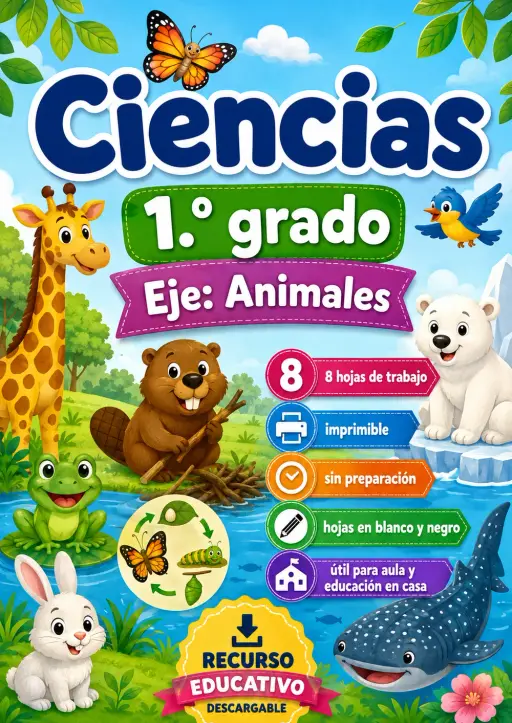 1.º grado - Animales - Paquete de ciencias en español