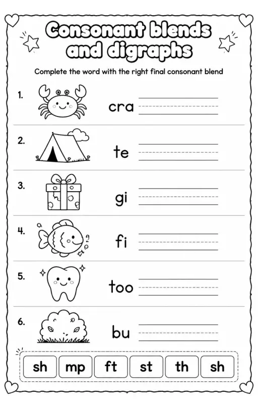 Complete the word with the right final consonant blend